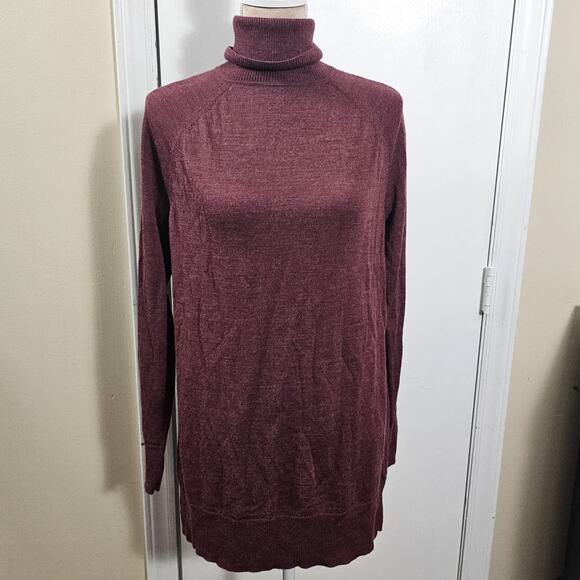 Gap Sweater Turtleneck 100% Merino Wool Sz M Pullover Knit Washable Dark Claret - Picture 2 of 5